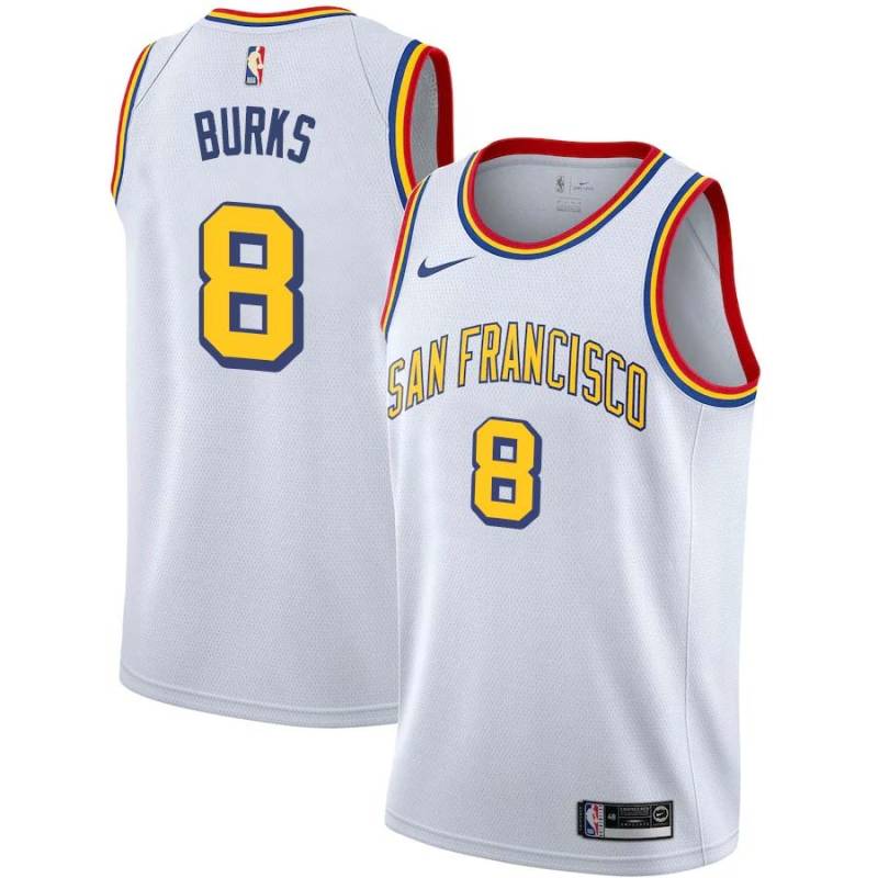 White Classic Alec Burks Warriors #8 Twill Basketball Jersey FREE SHIPPING