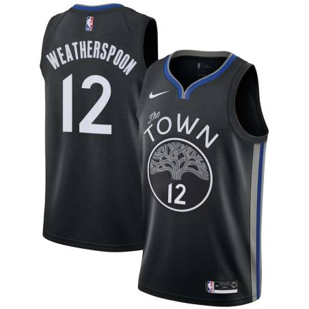 Black Quinndary Weatherspoon Warriors #12 Twill Basketball Jersey FREE SHIPPING