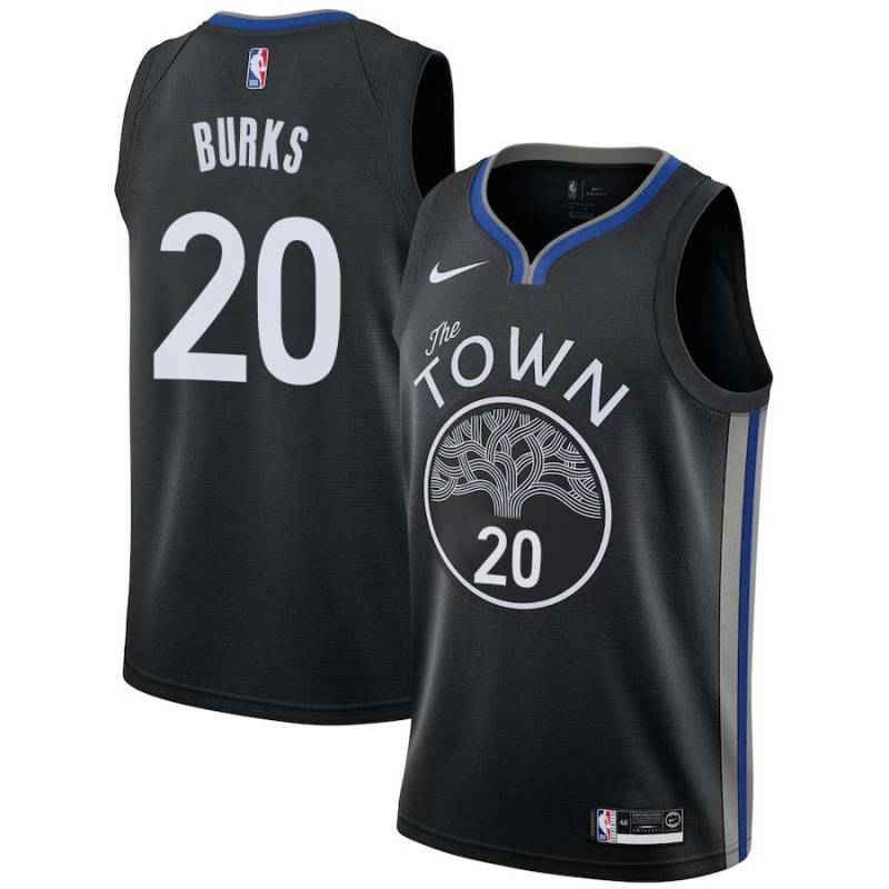 Black Alec Burks Warriors #20 Twill Basketball Jersey FREE SHIPPING