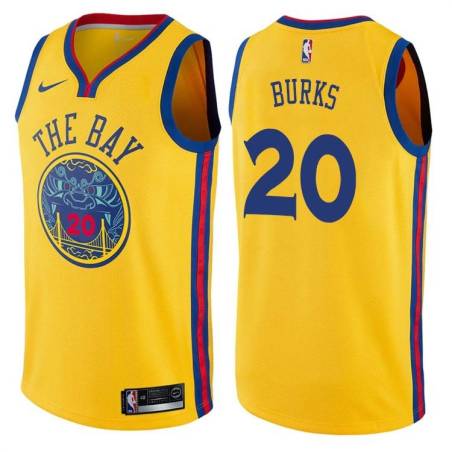 2017-18City Alec Burks Warriors #20 Twill Basketball Jersey FREE SHIPPING