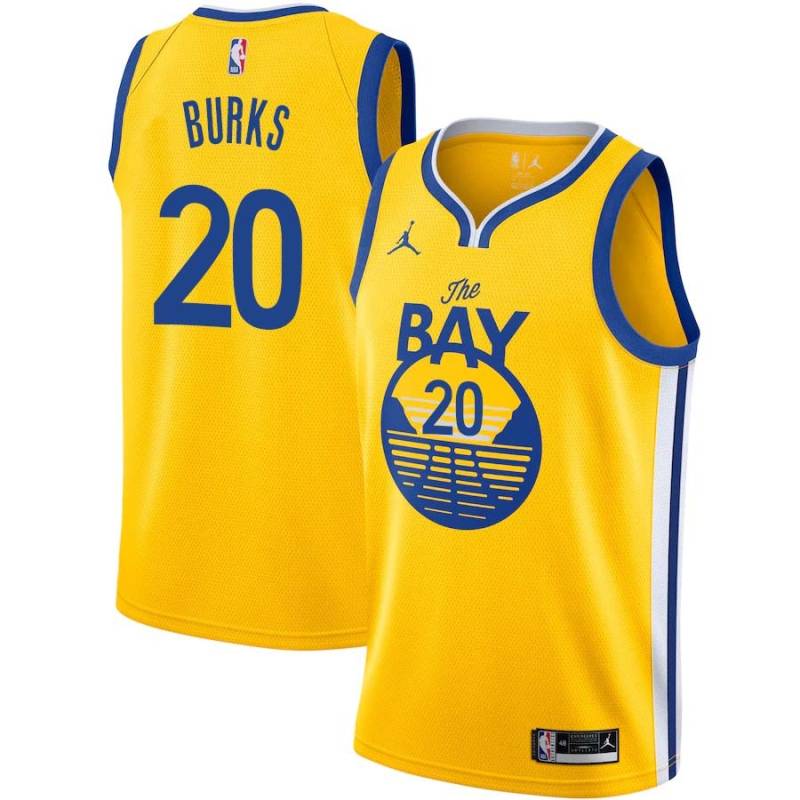 2020-21Gold Alec Burks Warriors #20 Twill Basketball Jersey FREE SHIPPING