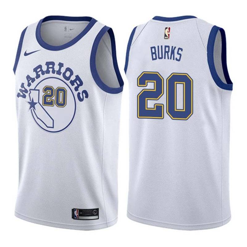 White_Throwback Alec Burks Warriors #20 Twill Basketball Jersey FREE SHIPPING