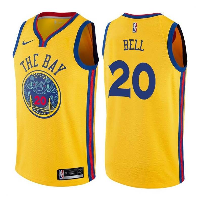 2017-18City Jordan Bell Warriors #20 Twill Basketball Jersey FREE SHIPPING