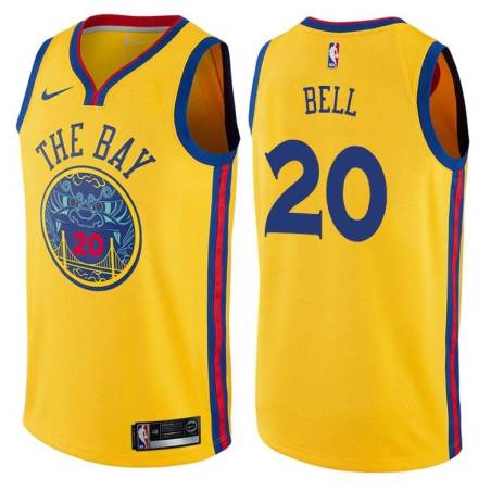 2017-18City Jordan Bell Warriors #20 Twill Basketball Jersey FREE SHIPPING