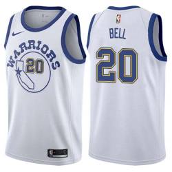 White_Throwback Jordan Bell Warriors #20 Twill Basketball Jersey FREE SHIPPING