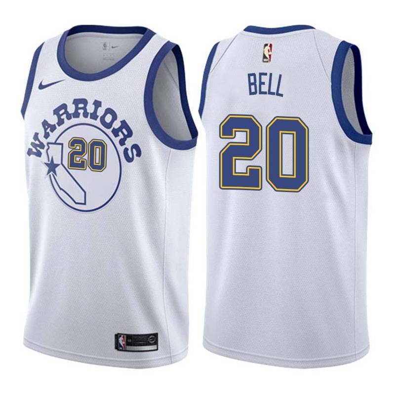 White_Throwback Jordan Bell Warriors #20 Twill Basketball Jersey FREE SHIPPING