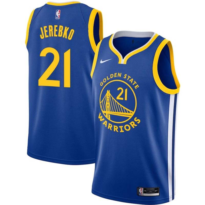 Blue Jonas Jerebko Warriors #21 Twill Basketball Jersey FREE SHIPPING