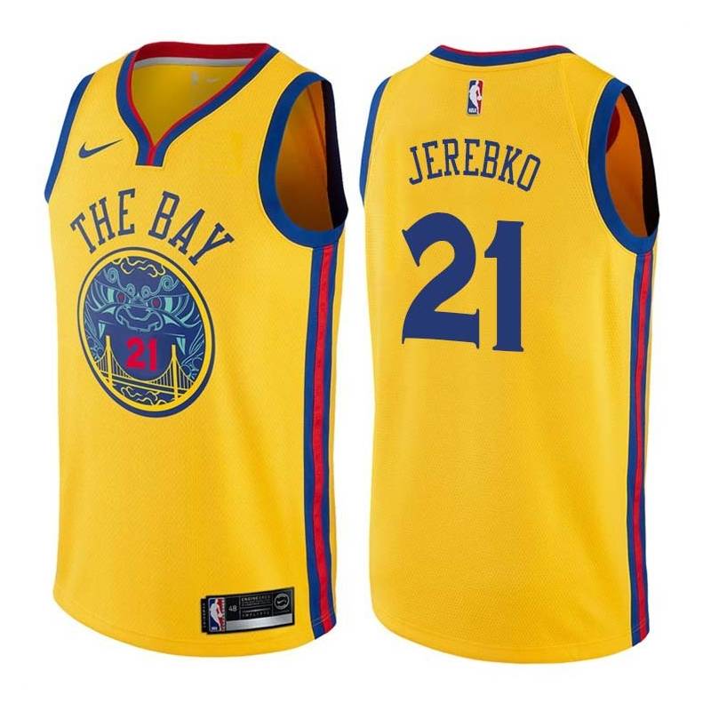 2017-18City Jonas Jerebko Warriors #21 Twill Basketball Jersey FREE SHIPPING