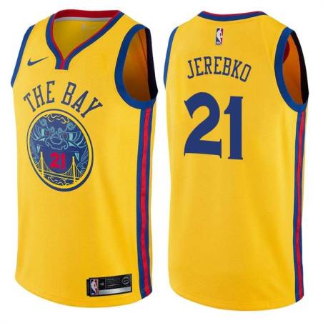 2017-18City Jonas Jerebko Warriors #21 Twill Basketball Jersey FREE SHIPPING