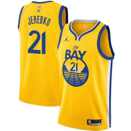 2020-21Gold Jonas Jerebko Warriors #21 Twill Basketball Jersey FREE SHIPPING