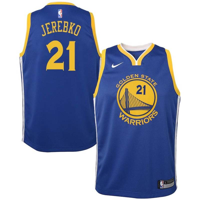 Blue2017 Jonas Jerebko Warriors #21 Twill Basketball Jersey FREE SHIPPING