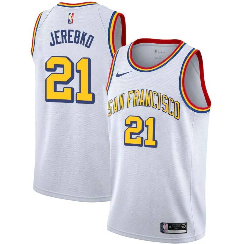 White Classic Jonas Jerebko Warriors #21 Twill Basketball Jersey FREE SHIPPING