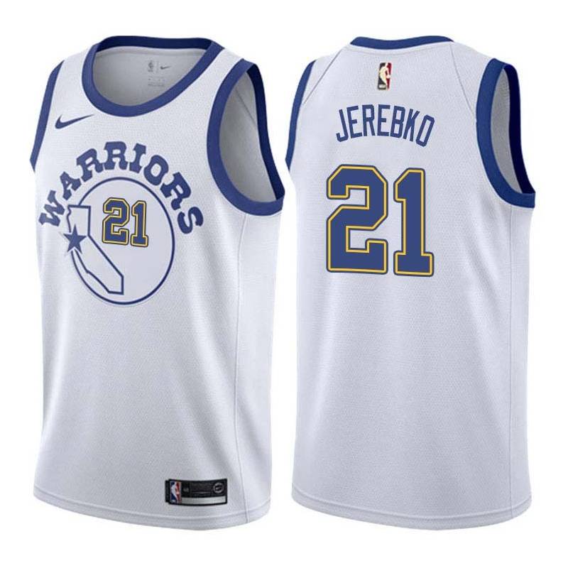 White_Throwback Jonas Jerebko Warriors #21 Twill Basketball Jersey FREE SHIPPING