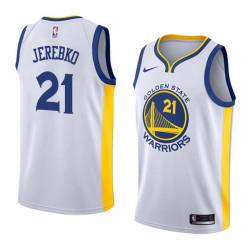 White2017 Jonas Jerebko Warriors #21 Twill Basketball Jersey FREE SHIPPING