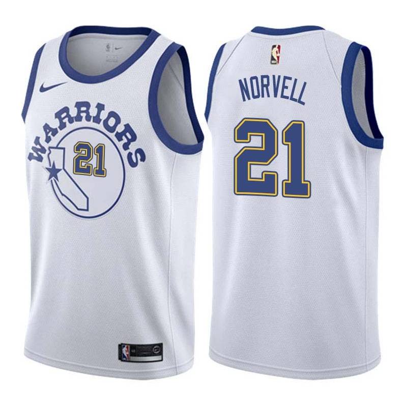 White_Throwback Zach Norvell Warriors #21 Twill Basketball Jersey FREE SHIPPING