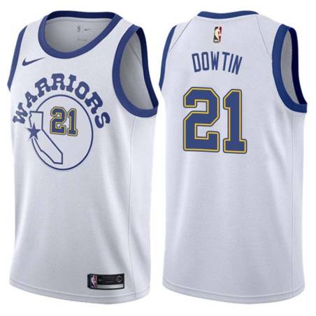 White_Throwback Jeff Dowtin Warriors #21 Twill Basketball Jersey FREE SHIPPING