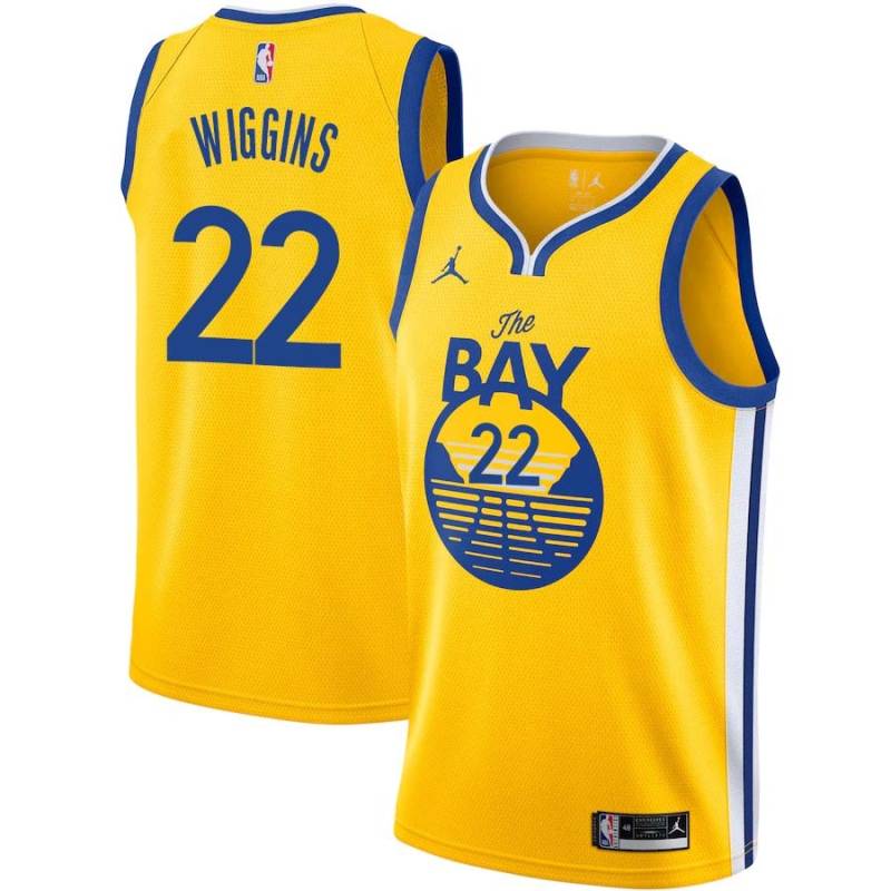 2020-21Gold Andrew Wiggins Warriors #22 Twill Basketball Jersey FREE SHIPPING