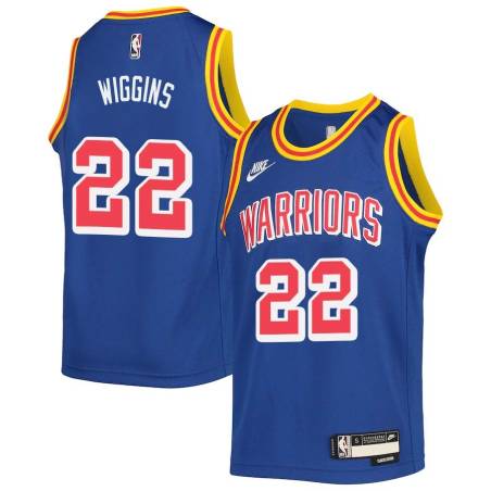 Blue Classic Andrew Wiggins Warriors #22 Twill Basketball Jersey FREE SHIPPING