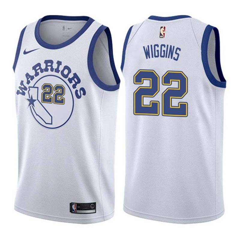 White_Throwback Andrew Wiggins Warriors #22 Twill Basketball Jersey FREE SHIPPING