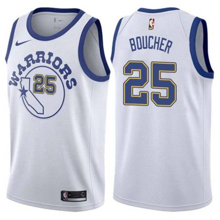 White_Throwback Chris Boucher Warriors #25 Twill Basketball Jersey FREE SHIPPING