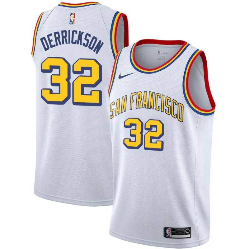 White Classic Marcus Derrickson Warriors #32 Twill Basketball Jersey FREE SHIPPING