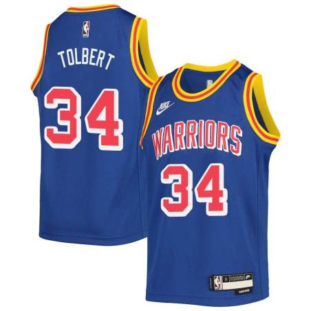 Blue Classic Tom Tolbert Warriors #34 Twill Basketball Jersey FREE SHIPPING