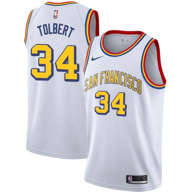 White Classic Tom Tolbert Warriors #34 Twill Basketball Jersey FREE SHIPPING