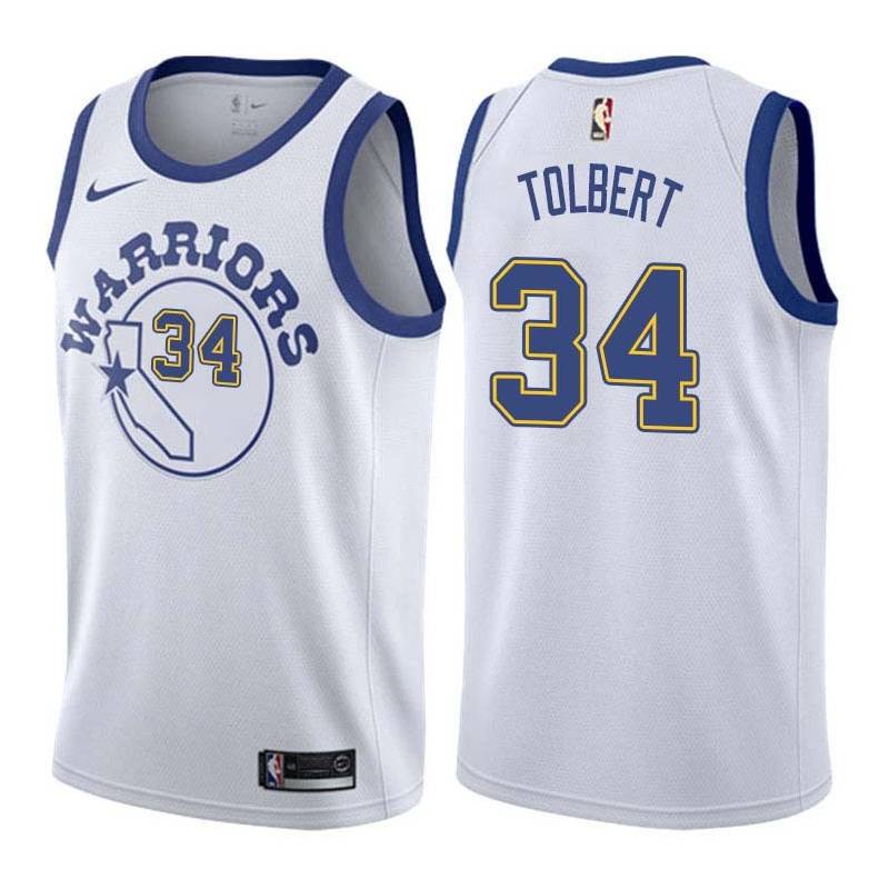 White_Throwback Tom Tolbert Warriors #34 Twill Basketball Jersey FREE SHIPPING