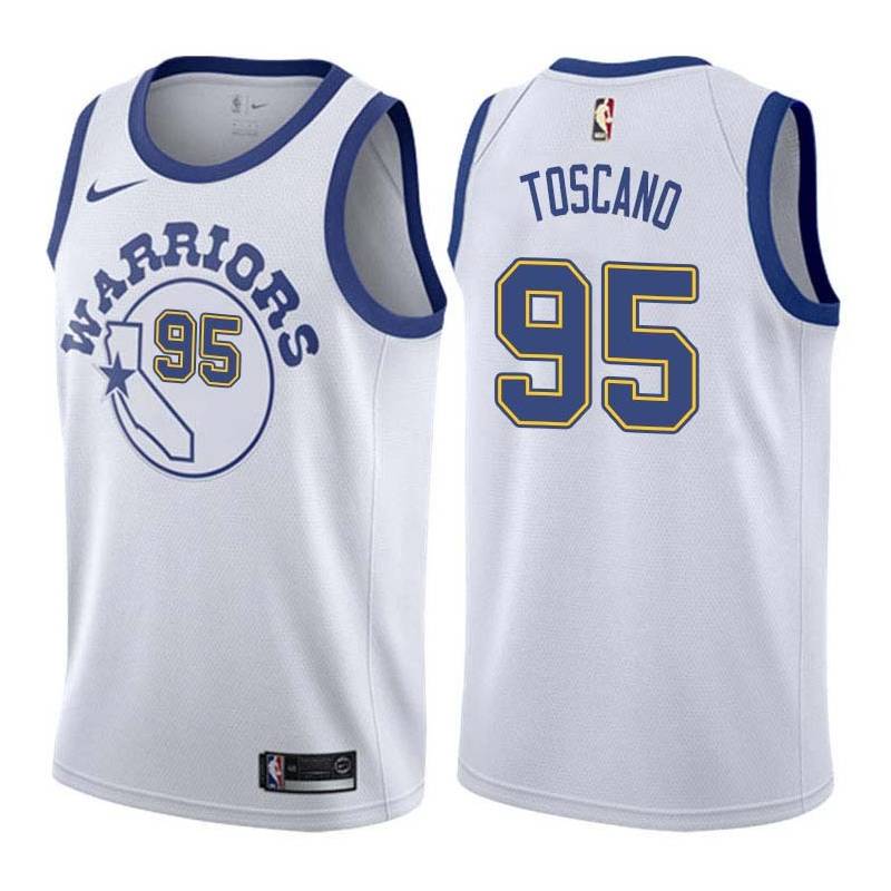 White_Throwback Juan Toscano-Anderson Warriors #95 Twill Basketball Jersey FREE SHIPPING