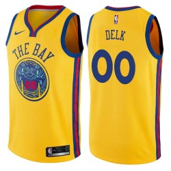 2017-18City Tony Delk Twill Basketball Jersey -Warriors #00 Delk Twill Jerseys, FREE SHIPPING