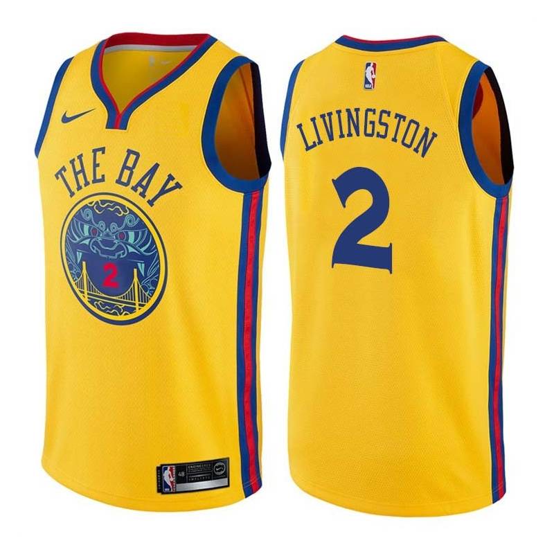 2017-18City Randy Livingston Twill Basketball Jersey -Warriors #2 Livingston Twill Jerseys, FREE SHIPPING