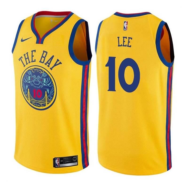 2017-18City David Lee Twill Basketball Jersey -Warriors #10 Lee Twill Jerseys, FREE SHIPPING