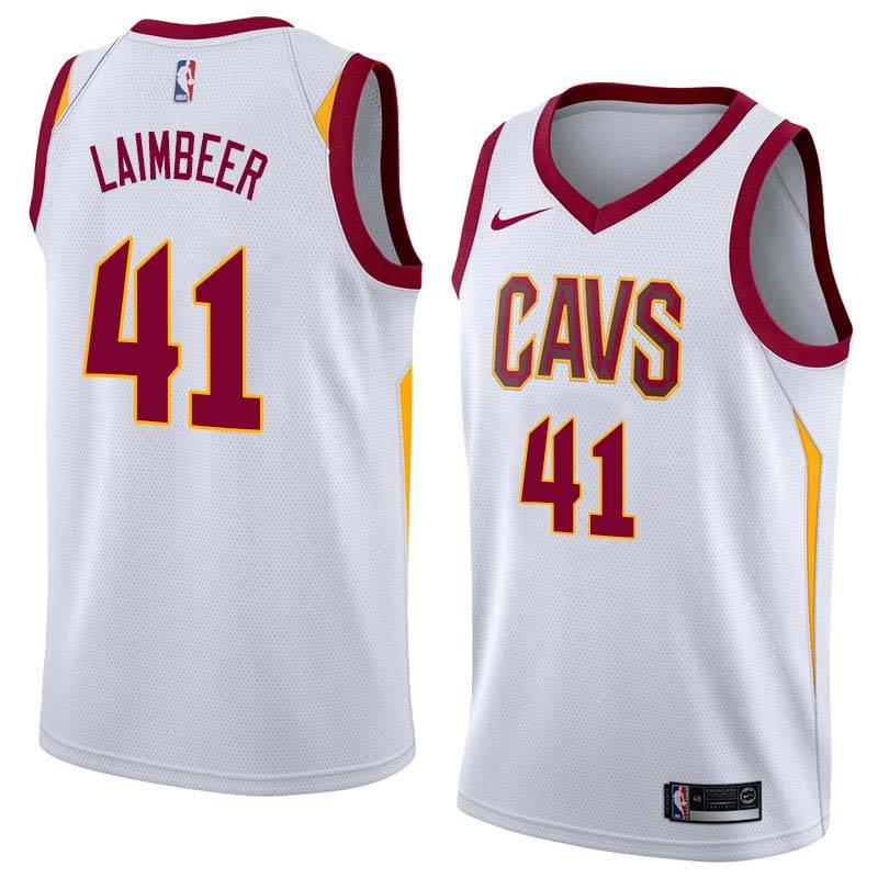 White Bill Laimbeer Twill Basketball Jersey -Cavaliers #41 Laimbeer Twill Jerseys, FREE SHIPPING