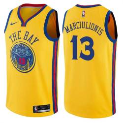 2017-18City Sarunas Marciulionis Twill Basketball Jersey -Warriors #13 Marciulionis Twill Jerseys, FREE SHIPPING