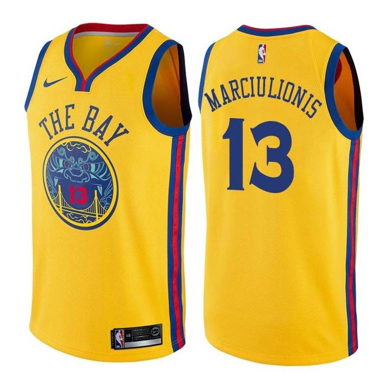 2017-18City Sarunas Marciulionis Twill Basketball Jersey -Warriors #13 Marciulionis Twill Jerseys, FREE SHIPPING