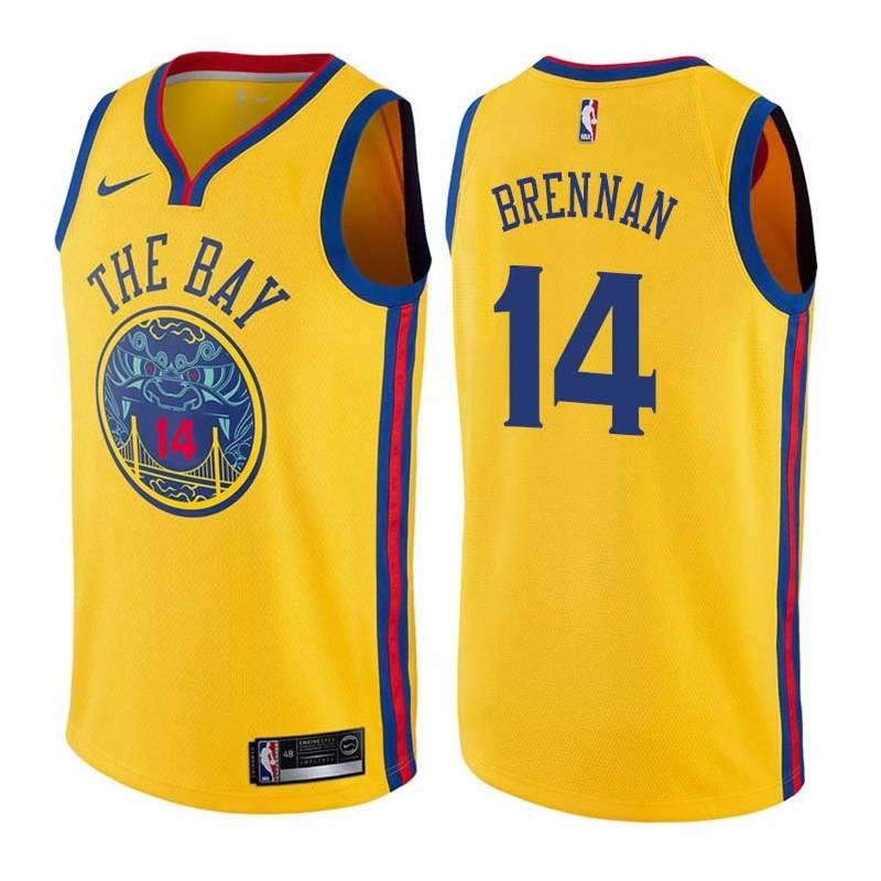 2017-18City Tom Brennan Twill Basketball Jersey -Warriors #14 Brennan Twill Jerseys, FREE SHIPPING