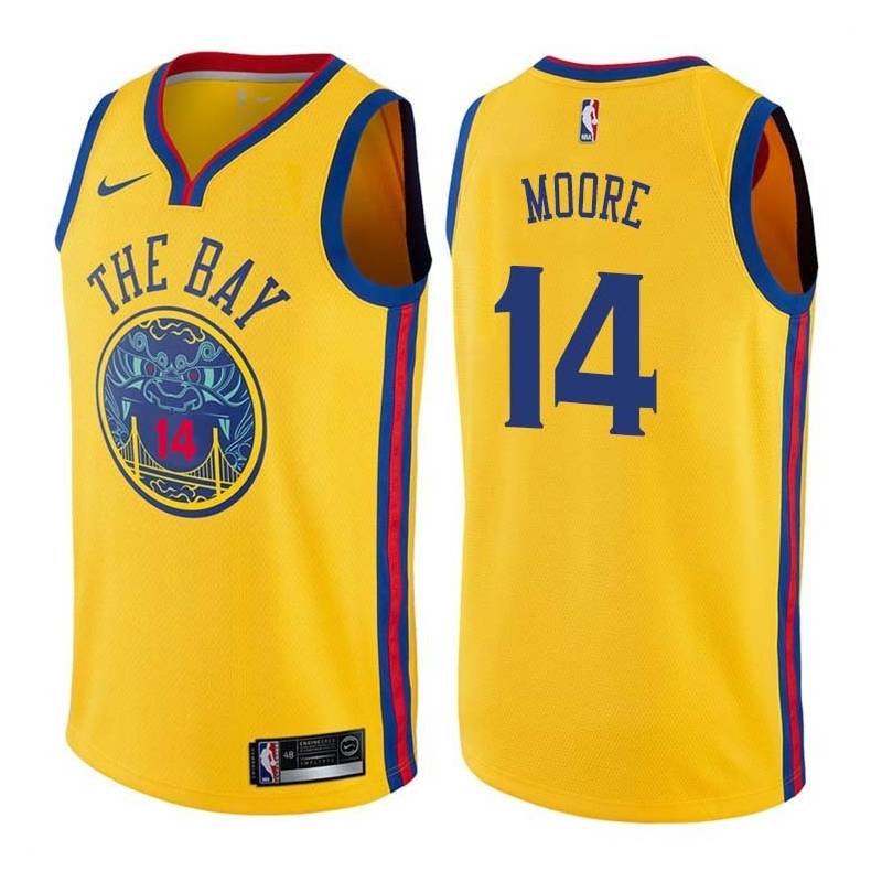 2017-18City Jackie Moore Twill Basketball Jersey -Warriors #14 Moore Twill Jerseys, FREE SHIPPING
