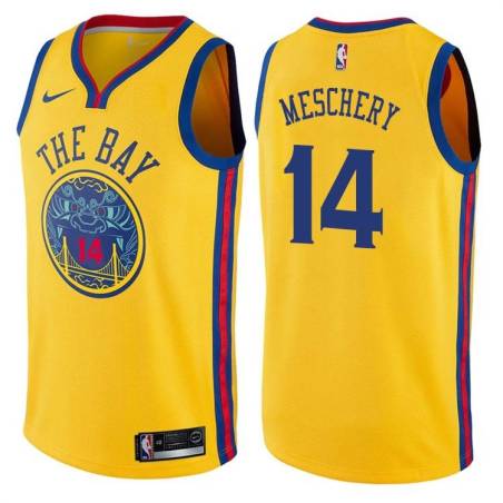 2017-18City Tom Meschery Twill Basketball Jersey -Warriors #14 Meschery Twill Jerseys, FREE SHIPPING