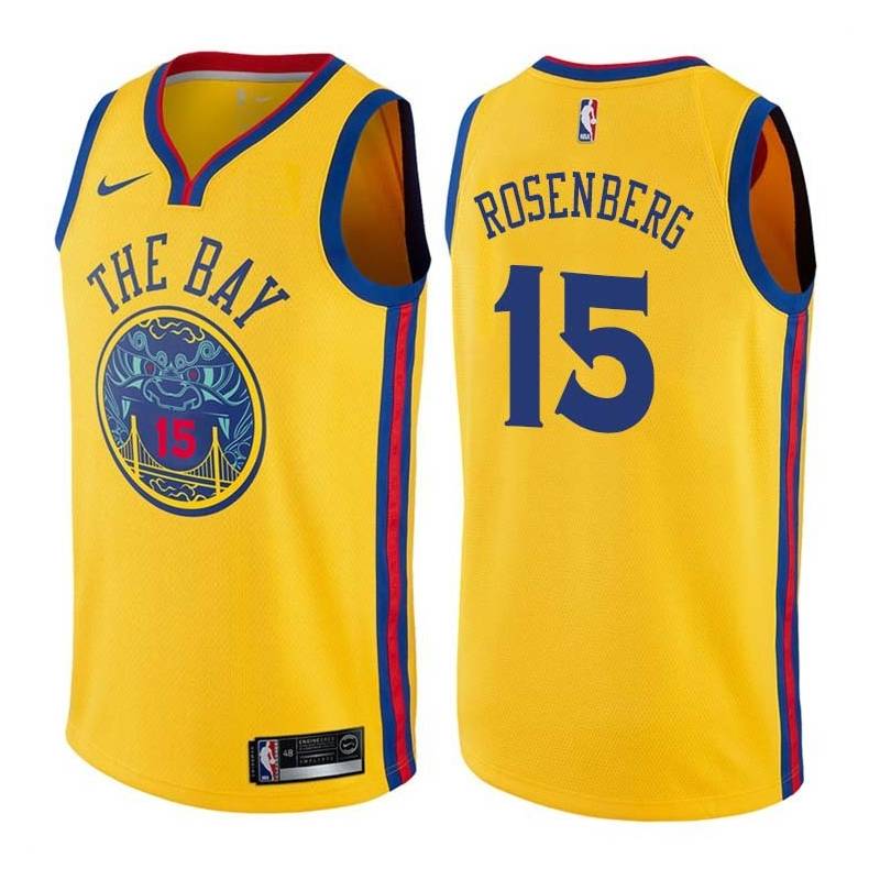 2017-18City Petey Rosenberg Twill Basketball Jersey -Warriors #15 Rosenberg Twill Jerseys, FREE SHIPPING