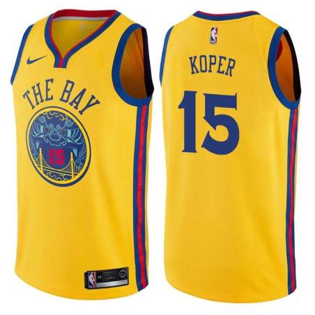 2017-18City Bud Koper Twill Basketball Jersey -Warriors #15 Koper Twill Jerseys, FREE SHIPPING