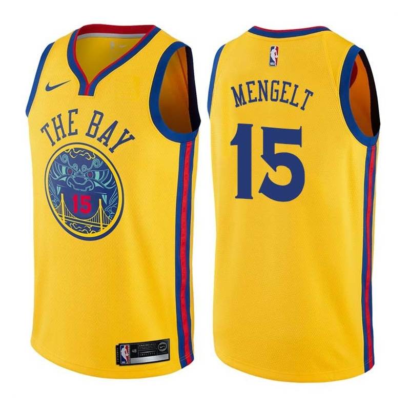 2017-18City John Mengelt Twill Basketball Jersey -Warriors #15 Mengelt Twill Jerseys, FREE SHIPPING