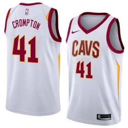 White Geoff Crompton Twill Basketball Jersey -Cavaliers #41 Crompton Twill Jerseys, FREE SHIPPING