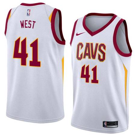 White Mark West Twill Basketball Jersey -Cavaliers #41 West Twill Jerseys, FREE SHIPPING