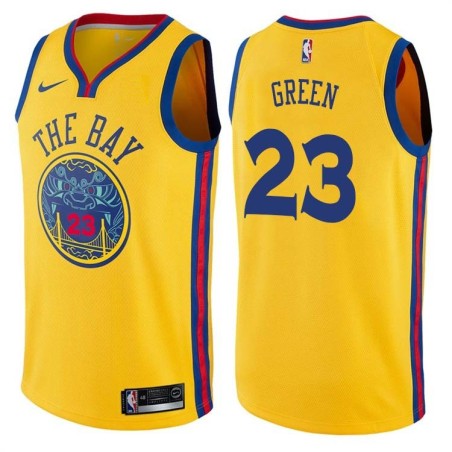 2017-18City Draymond Green Twill Basketball Jersey -Warriors #23 Green Twill Jerseys, FREE SHIPPING