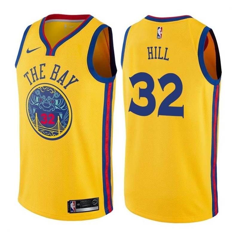 2017-18City Tyrone Hill Twill Basketball Jersey -Warriors #32 Hill Twill Jerseys, FREE SHIPPING