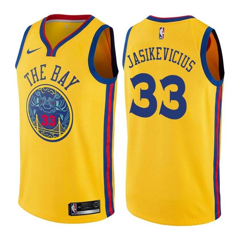 2017-18City Sarunas Jasikevicius Twill Basketball Jersey -Warriors #33 Jasikevicius Twill Jerseys, FREE SHIPPING