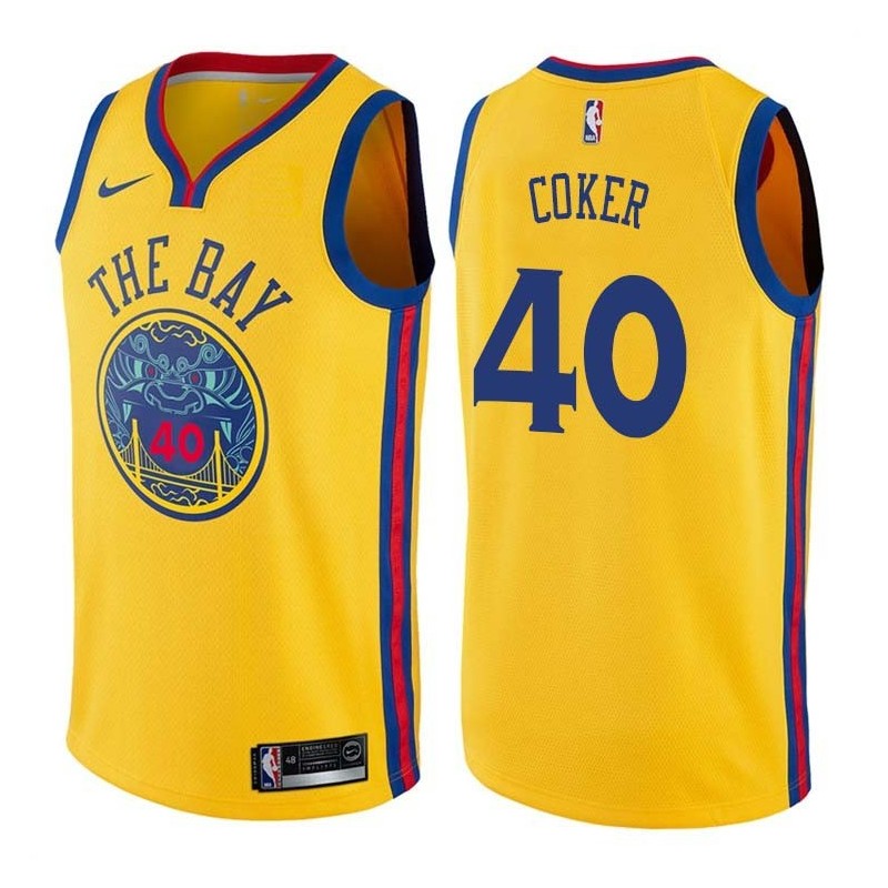 2017-18City John Coker Twill Basketball Jersey -Warriors #40 Coker Twill Jerseys, FREE SHIPPING