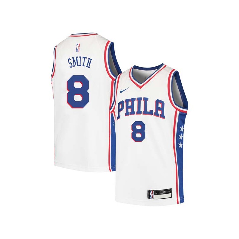 White Joe Smith Twill Basketball Jersey -76ers #8 Smith Twill Jerseys, FREE SHIPPING