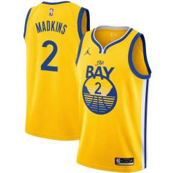 2020-21Gold Gerald Madkins Twill Basketball Jersey -Warriors #2 Madkins Twill Jerseys, FREE SHIPPING