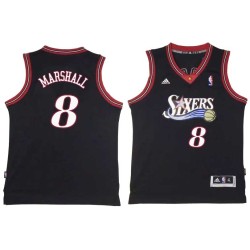 Black Throwback Donyell Marshall Twill Basketball Jersey -76ers #8 Marshall Twill Jerseys, FREE SHIPPING